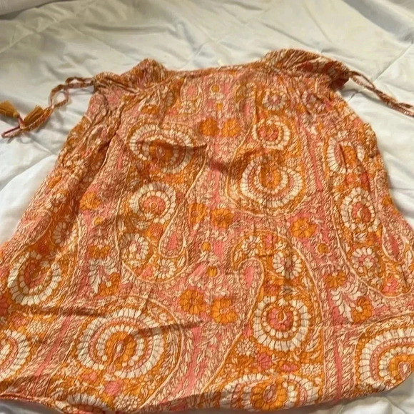 Anthropologie orange and pink sleeveless V neck blouse size small - Picture 6 of 6